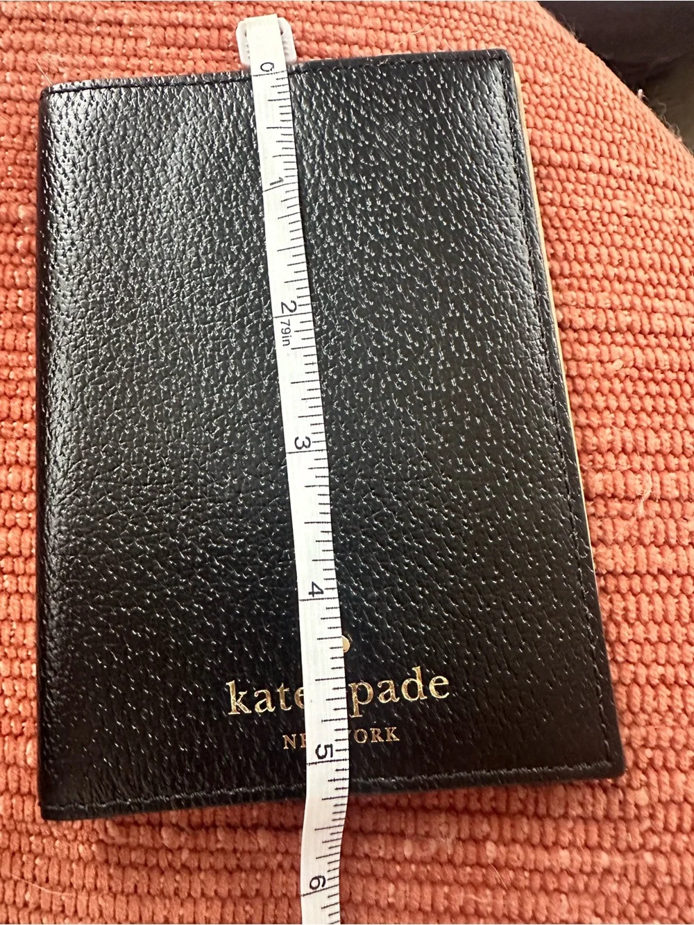 kate spade Black Passport Cover with Gold Logo